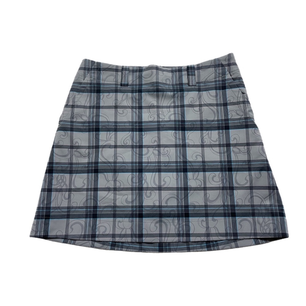 Nike Golf Dri-Fit Grey Blue Plaid Skort Skirt 6